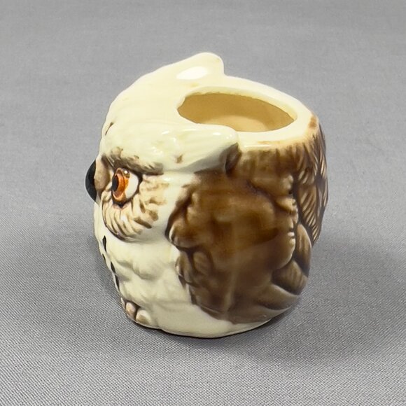 Vtg Stoneware Ceramic Owl Bird Ivory Toothpick Holder Embossed Figurine Japan - Picture 3 of 10